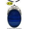 Pendentif Onyx bleu Pierre Naturelle 30x40 mm Pierre Rare.