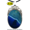 Pendentif Onyx bleu Pierre Naturelle 30x40 mm Pierre Rare.