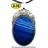 Pendentif Onyx bleu Pierre Naturelle 30x40 mm Pierre Rare.