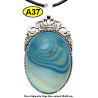 Pendentif Onyx bleu Pierre Naturelle 30x40 mm Pierre Rare.