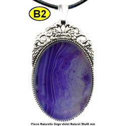 Pendentif Onyx violet Pierre Naturelle 30x40 mm Pierre Rare.