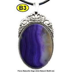 Pendentif Onyx violet Pierre Naturelle 30x40 mm Pierre Rare.