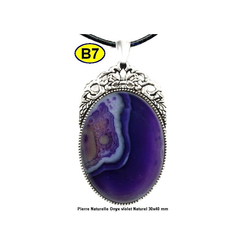 Pendentif Onyx violet Pierre Naturelle 30x40 mm Pierre Rare.
