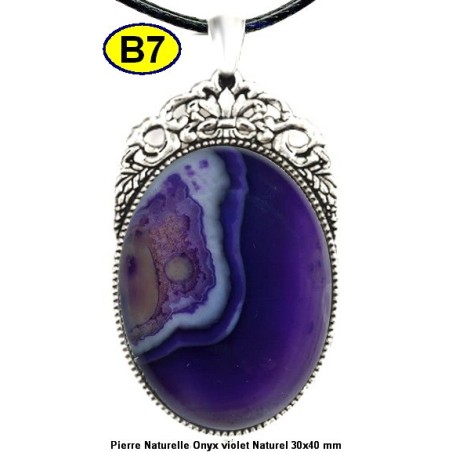 Pendentif Onyx violet Pierre Naturelle 30x40 mm Pierre Rare.