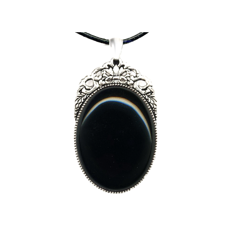 Pendentif Onyx noir Pierre Naturelle 30x40 mm Pierre Rare.