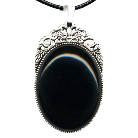 Pendentif Onyx noir Pierre Naturelle 30x40 mm Pierre Rare.