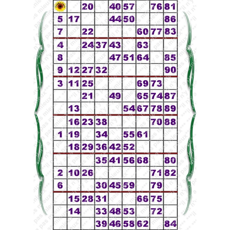 Plaque de 6 cartons de loto plastifié 200 microns neuf A4.