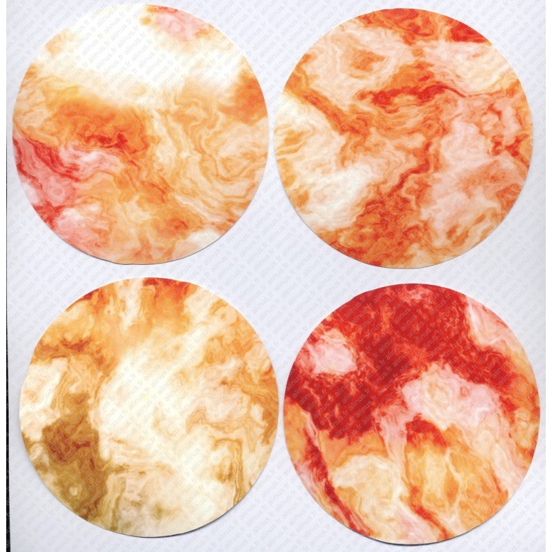 4 Sous-verre en Bois avec Motifs Vinyle imperméable.