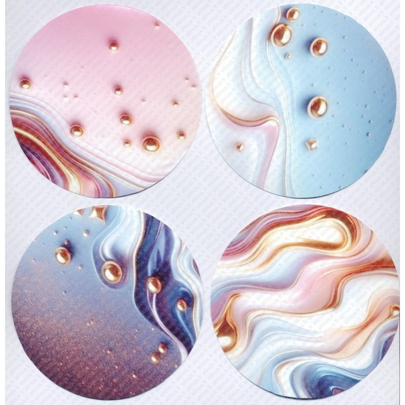 4 Sous-verre en Bois avec Motifs Vinyle imperméable.