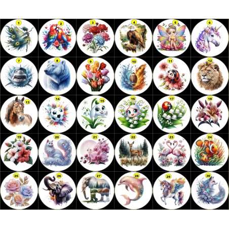 6 Sous-verre en Bois+Liège avec Motif Vinyle imperméable.