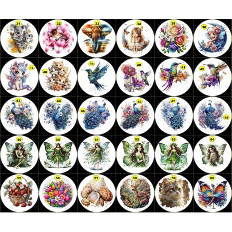 6 Sous-verre en Bois+Liège avec Motif Vinyle imperméable.