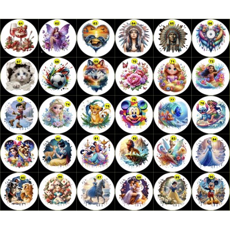 6 Sous-verre en Bois+Liège avec Motif Vinyle imperméable.