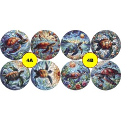 8 Sous-verre en Bois avec Motifs Polychrome au choix.