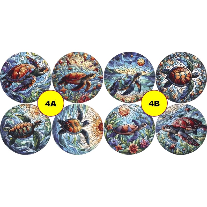 8 Sous-verre en Bois avec Motifs Polychrome au choix.