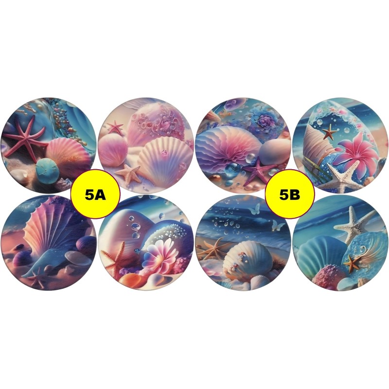 8 Sous-verre en Bois avec Motifs Polychrome au choix.