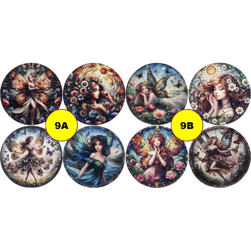 8 Sous-verre en Bois avec Motifs Polychrome au choix.