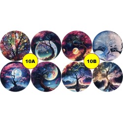 8 Sous-verre en Bois avec Motifs Polychrome au choix.