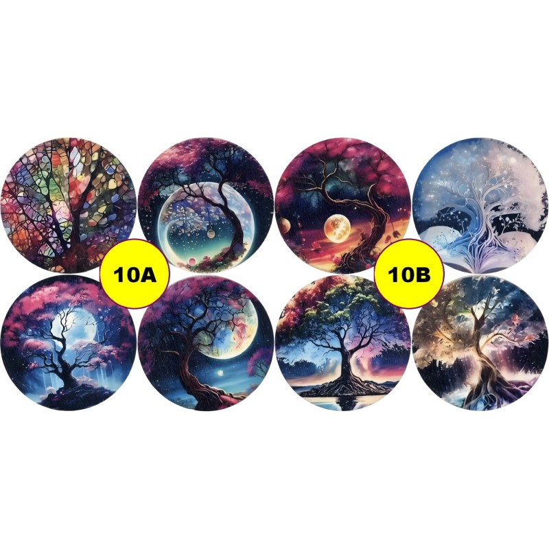 8 Sous-verre en Bois avec Motifs Polychrome au choix.