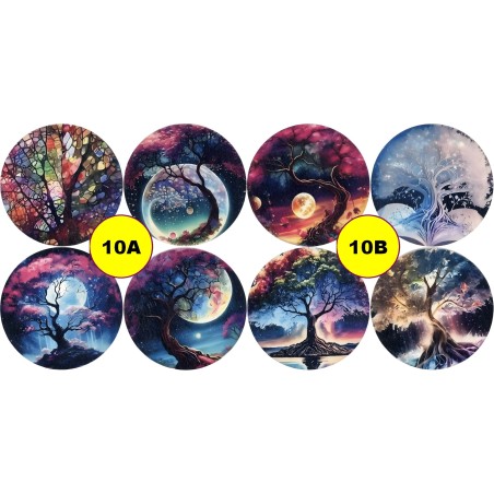 8 Sous-verre en Bois avec Motifs Polychrome au choix.