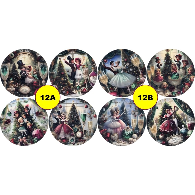 8 Sous-verre en Bois avec Motifs Polychrome au choix.