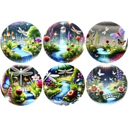 6 Sous-verre en Bois avec Motifs Polychrome au choix.