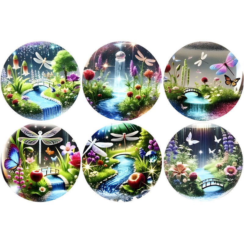 6 Sous-verre en Bois avec Motifs Polychrome au choix.