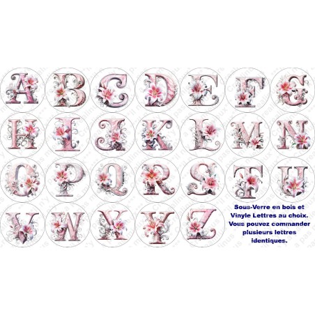 6 Sous-verre en Bois avec Motif Vinyle imperméable.