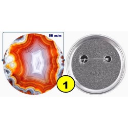 Badge épingle de sureté en métal 58 m/m avec Motif  imitation Pierre