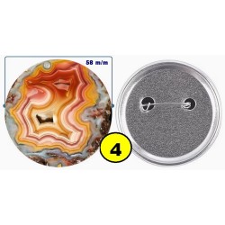 Badge épingle de sureté en métal 58 m/m avec Motif  imitation Pierre