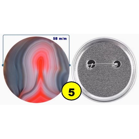 Badge épingle de sureté en métal 58 m/m avec Motif  imitation Pierre