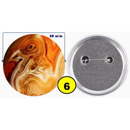 Badge épingle de sureté en métal 58 m/m avec Motif  imitation Pierre