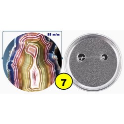 Badge épingle de sureté en métal 58 m/m avec Motif  imitation Pierre