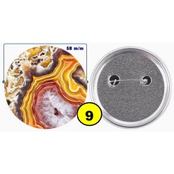 Badge épingle de sureté en métal 58 m/m avec Motif  imitation Pierre