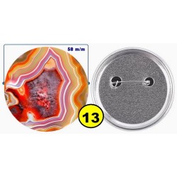 Badge épingle de sureté en métal 58 m/m avec Motif  imitation Pierre