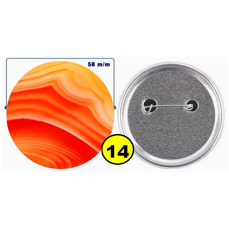 Badge épingle de sureté en métal 58 m/m avec Motif  imitation Pierre