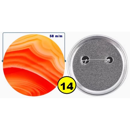 Badge épingle de sureté en métal 58 m/m avec Motif  imitation Pierre