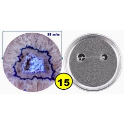 Badge épingle de sureté en métal 58 m/m avec Motif  imitation Pierre