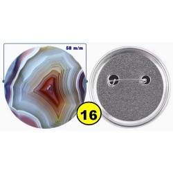 Badge épingle de sureté en métal 58 m/m avec Motif  imitation Pierre