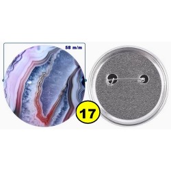 Badge épingle de sureté en métal 58 m/m avec Motif  imitation Pierre