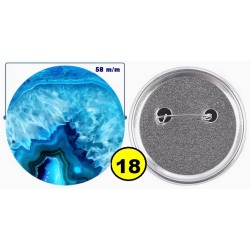 Badge épingle de sureté en métal 58 m/m avec Motif  imitation Pierre