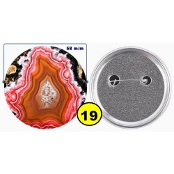 Badge épingle de sureté en métal 58 m/m avec Motif  imitation Pierre