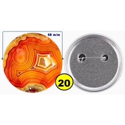 Badge épingle de sureté en métal 58 m/m avec Motif  imitation Pierre