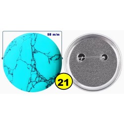 Badge épingle de sureté en métal 58 m/m avec Motif  imitation Pierre