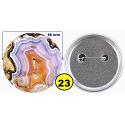 Badge épingle de sureté en métal 58 m/m avec Motif  imitation Pierre