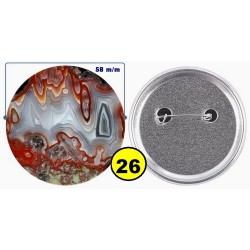 Badge épingle de sureté en métal 58 m/m avec Motif  imitation Pierre