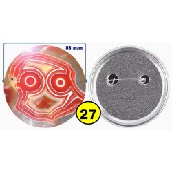 Badge épingle de sureté en métal 58 m/m avec Motif  imitation Pierre