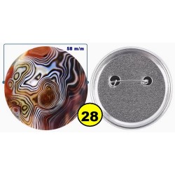 Badge épingle de sureté en métal 58 m/m avec Motif  imitation Pierre