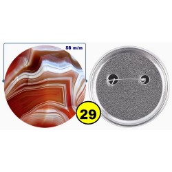 Badge épingle de sureté en métal 58 m/m avec Motif  imitation Pierre