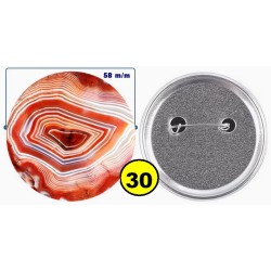 Badge épingle de sureté en métal 58 m/m avec Motif  imitation Pierre