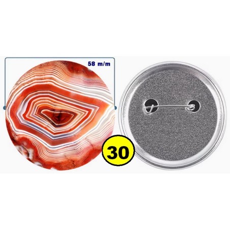 Badge épingle de sureté en métal 58 m/m avec Motif  imitation Pierre